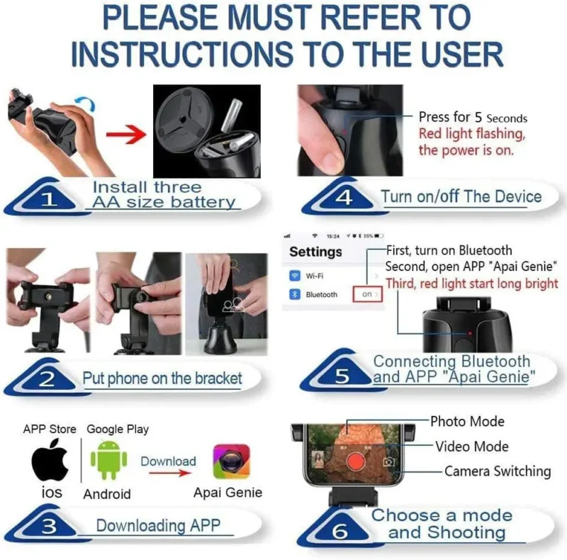 AI Intelligent 360° Face Tracking Gimbal