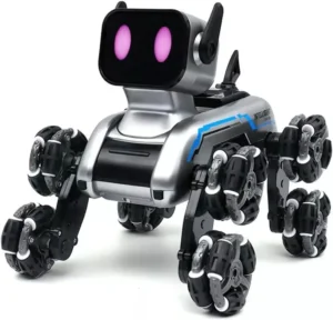 🤖 STLNT Eight Wheel Dog – Smart Robotic Pet with Music, Lights & Spray!