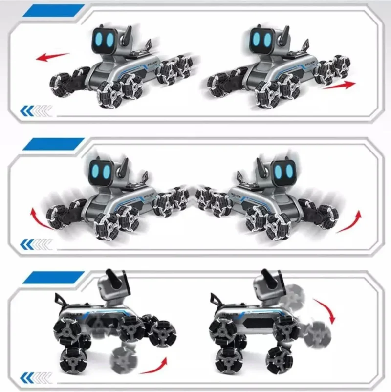 🤖 STLNT Eight Wheel Dog – Smart Robotic Pet with Music, Lights & Spray!