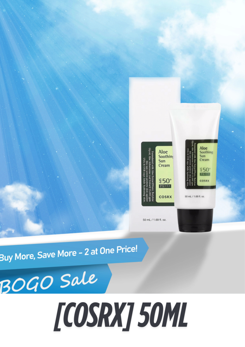 [COSRX] Aloe Soothing Sun Cream SPF 50 Pa+++, 50ml 2pc BOGO Set