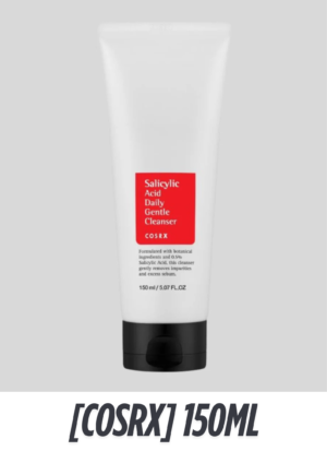 COSRX Salicylic Acid Daily Gentle Cleanser – 150ml Deep-cleanse your skin without stripping it dry with the COSRX Salicylic Acid Daily Gentle Cleanser — a refreshing, foaming face wash designed to fight breakouts and control excess oil. Formulated with salicylic acid, tea tree oil, and willow bark water, this cleanser gently exfoliates, clears clogged pores, and soothes irritation, making it perfect for oily and acne-prone skin. Key Features: Acne-Fighting Formula: Salicylic acid helps remove excess sebum and dead skin cells Gentle Daily Cleanser: Effective yet non-drying and safe for everyday use Soothing & Calming: Contains tea tree oil and willow bark to calm inflamed skin Refines Pores: Helps minimize the appearance of enlarged pores Creamy Foam Texture: Lathers well for a refreshing, clean feel How to Use: Take a small amount and lather with water. Gently massage onto damp face, avoiding the eye area. Rinse thoroughly with lukewarm water. Use once or twice daily, depending on your skin type. Best For: Oily and combination skin Acne-prone and sensitive skin Daily pore-cleansing and skin-smoothing care [COSRX] Salicylic Acid Daily Gentle Cleanser