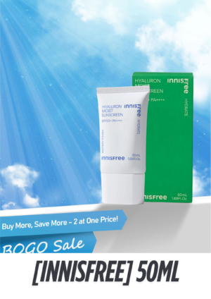 INNISFREE Hyaluron Moist Sunscreen SPF 50+ PA++++ – 50ml (Buy 1 Get 1 Free Set)
