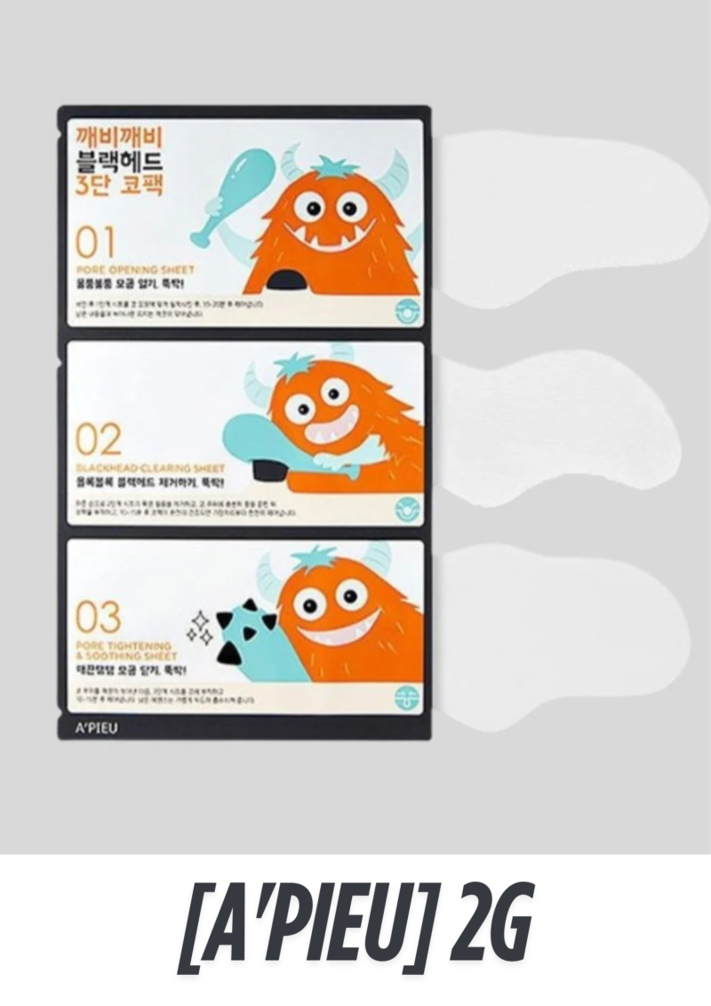 🧼 A’PIEU Goblin Blackhead 3‑Step Nose Pack (2 g, 1 pc)